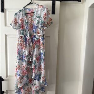 Floral High-Low swimsuit cover-up